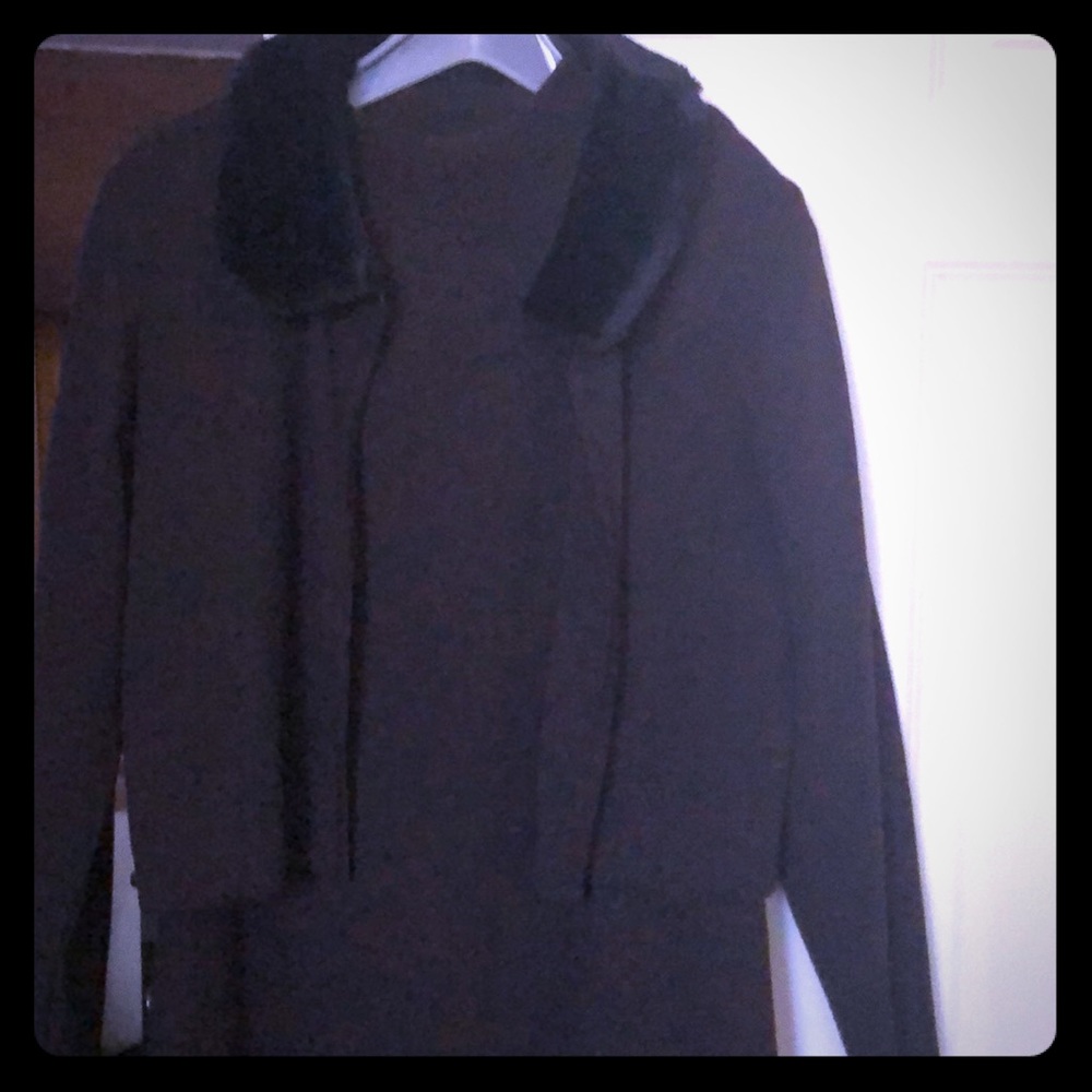 Sweater Dress w/Jacket & fur collar.